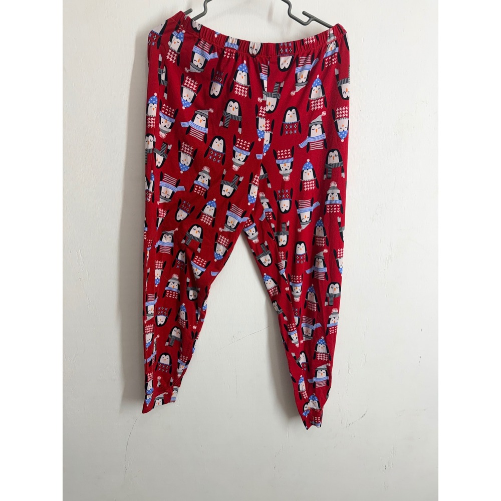 Secret Treasures Womens Red Penguin Pajama Jogger Pants Size M 8-10 Holiday